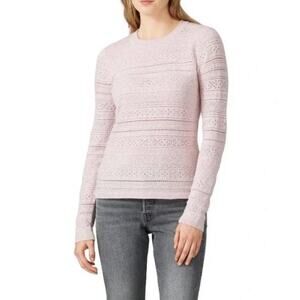 Jason Wu | Women’s Dusty Pink Fairisle Long Sleeve Crewneck Open Knit Sweater M